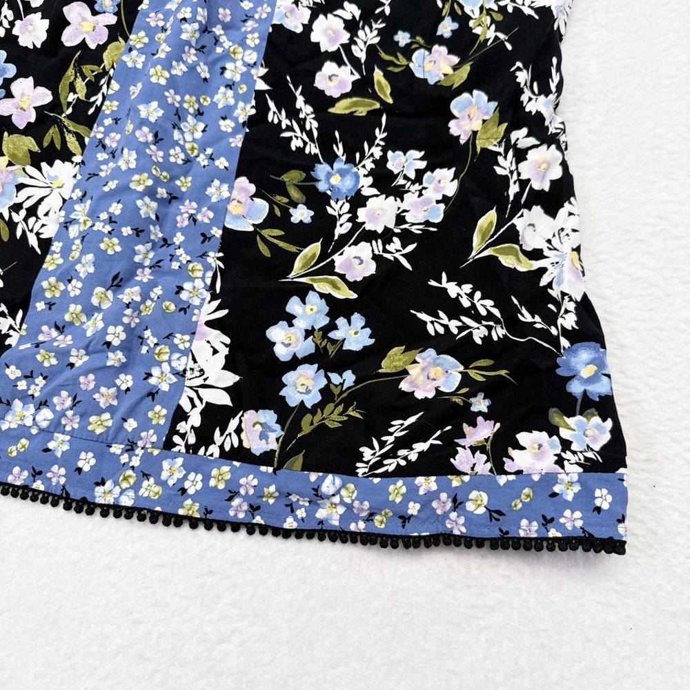 J Jill Dress Sz Small Petite Black Blue Floral Sleeveless Shift Heirloom Daisies - Picture 4 of 9